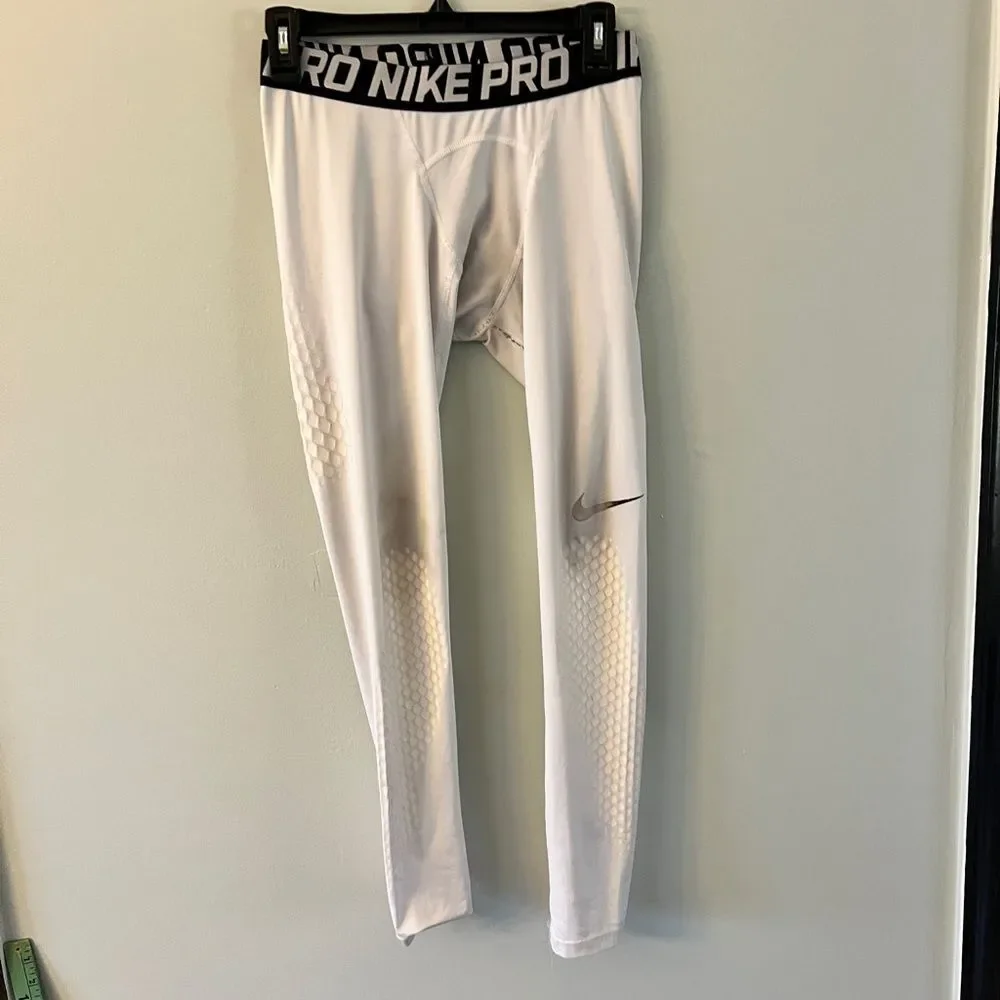 Nike Pro Dri Fit Men’s White Leggings M Tight Fit